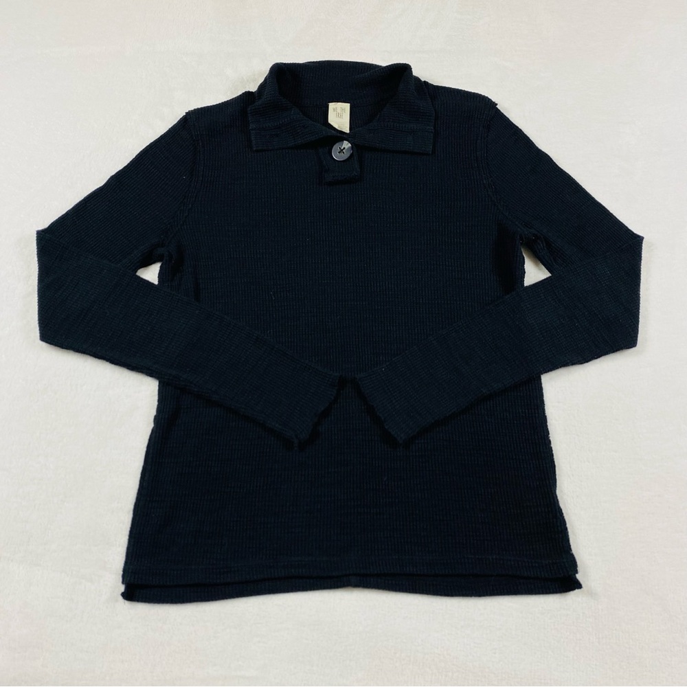 We The Free Thermal Mock Neck/Collared Long Sleeve Shirt Black